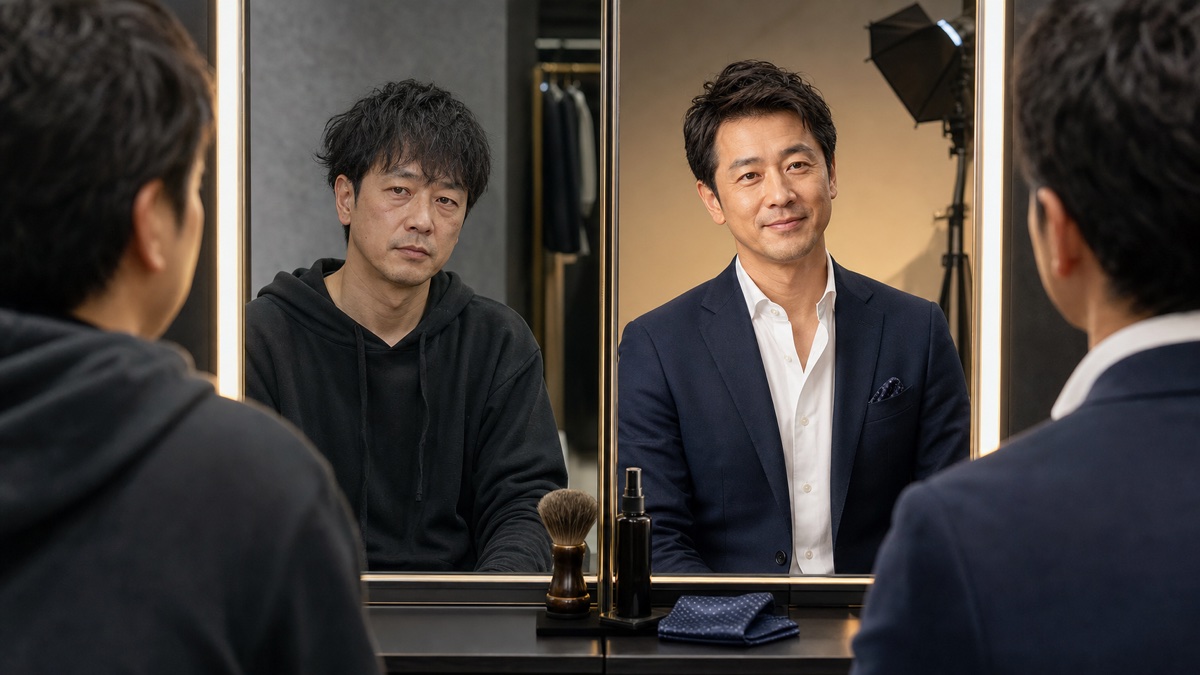 40代男性の外見改善ビフォーアフター｜10万円でお見合い成立が2倍を表現した記事専用アイキャッチ画像