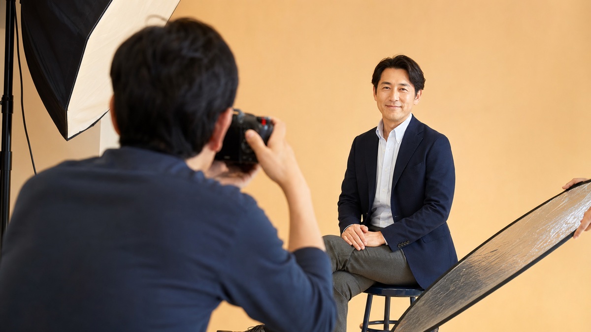結婚相談所のプロフィール写真｜40代男性が成立率を上げる撮り方を表現した記事専用アイキャッチ画像