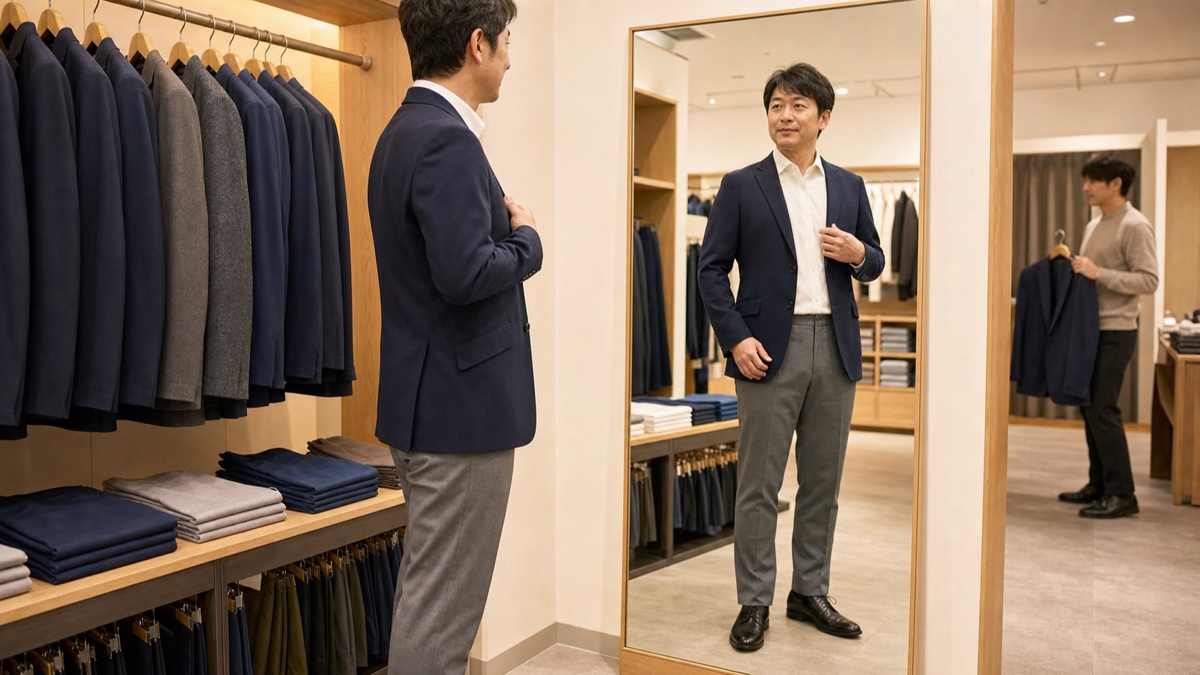 40代男性の婚活服はユニクロで十分｜失敗しない全身コーデと選び方を表現した記事専用アイキャッチ画像
