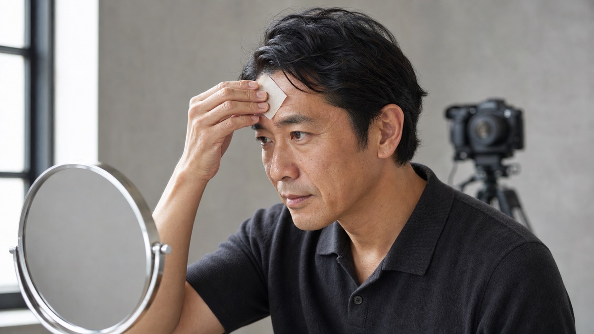 40代男性のテカリ・毛穴・シワ対策｜写真で清潔感を出す方法を表現した記事専用アイキャッチ画像