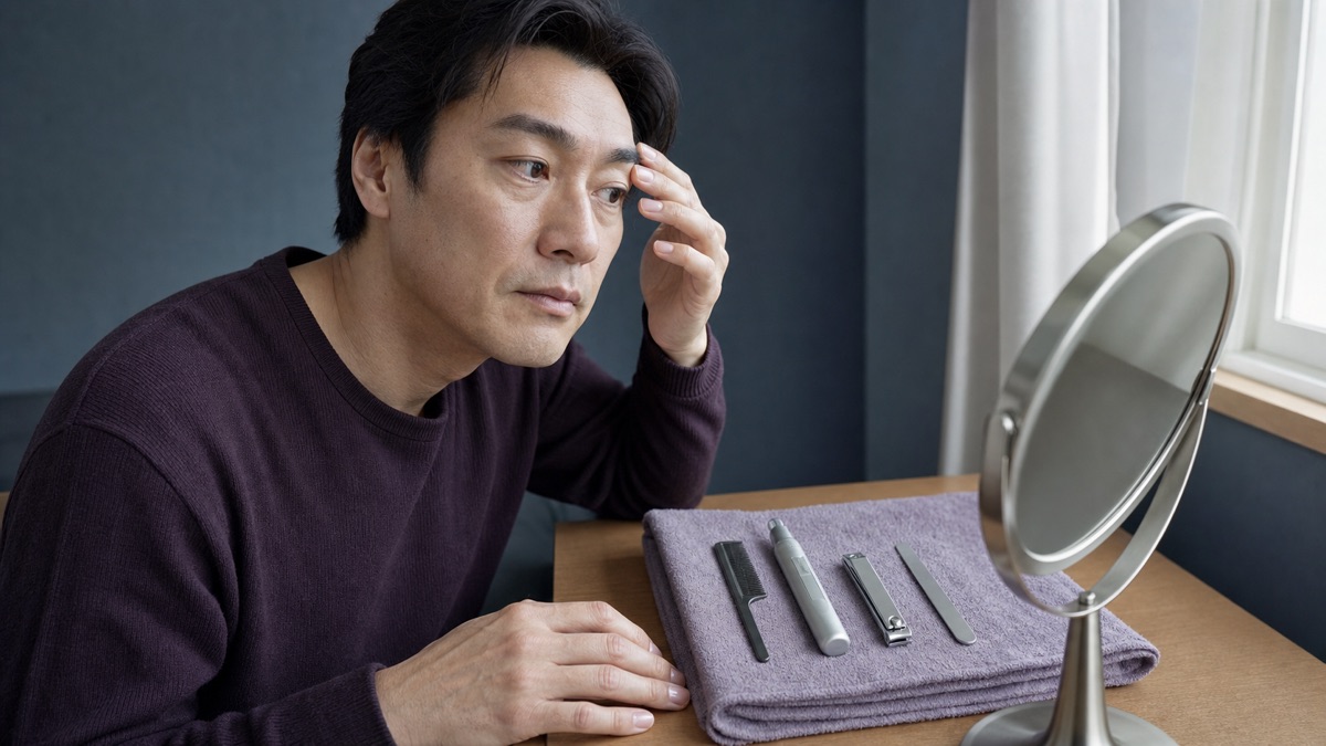 40代男性の眉毛・鼻毛・爪ケア｜婚活前の週1チェックリストを表現した記事専用アイキャッチ画像